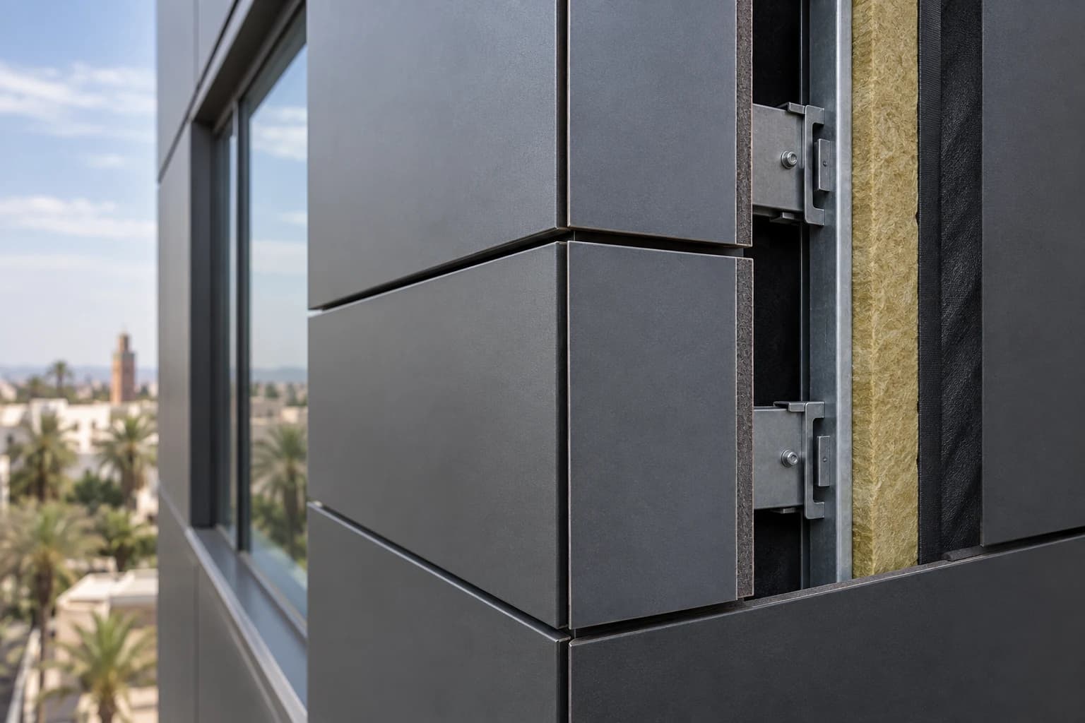 Détail de la sous-structure et des joints d’une façade en panneaux composites